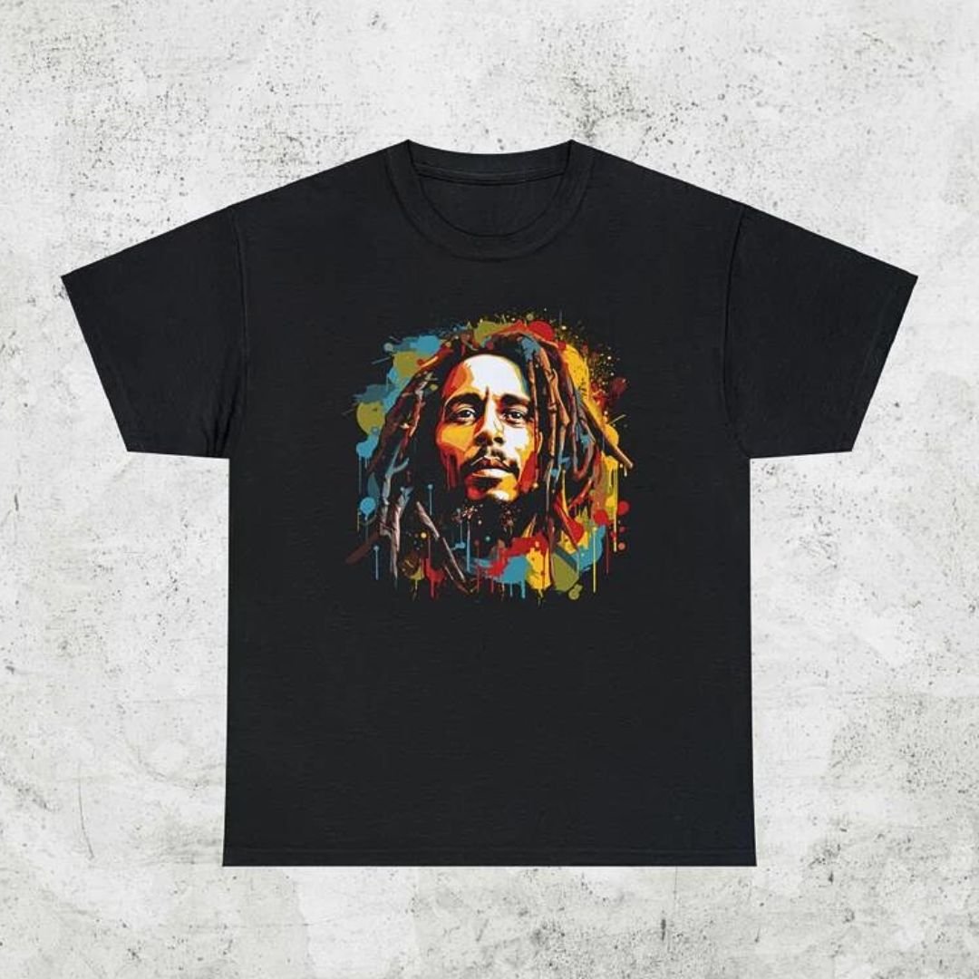 Camiseta Básica Bob Marley Head Vector Art