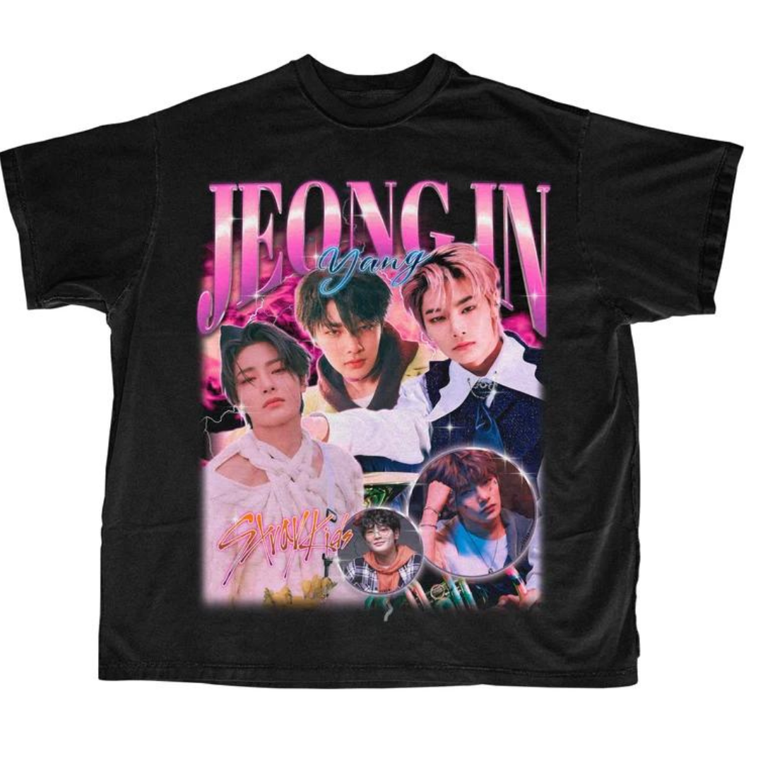 Camiseta Básica Stray Kids Jeongin Retro – Saoko