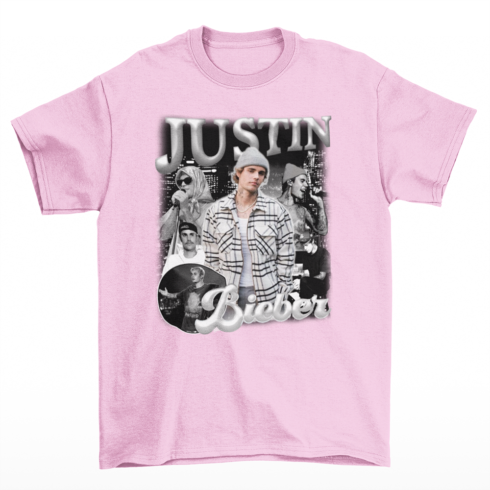 Camiseta Básica Justin Bieber Merch- Rosa bebe