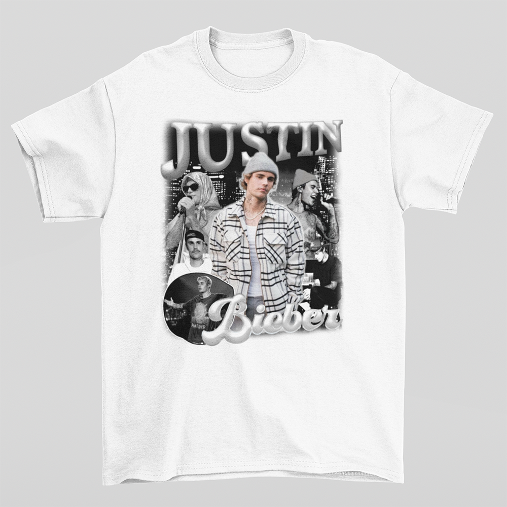 Camiseta Básica Justin Bieber Merch- Branco