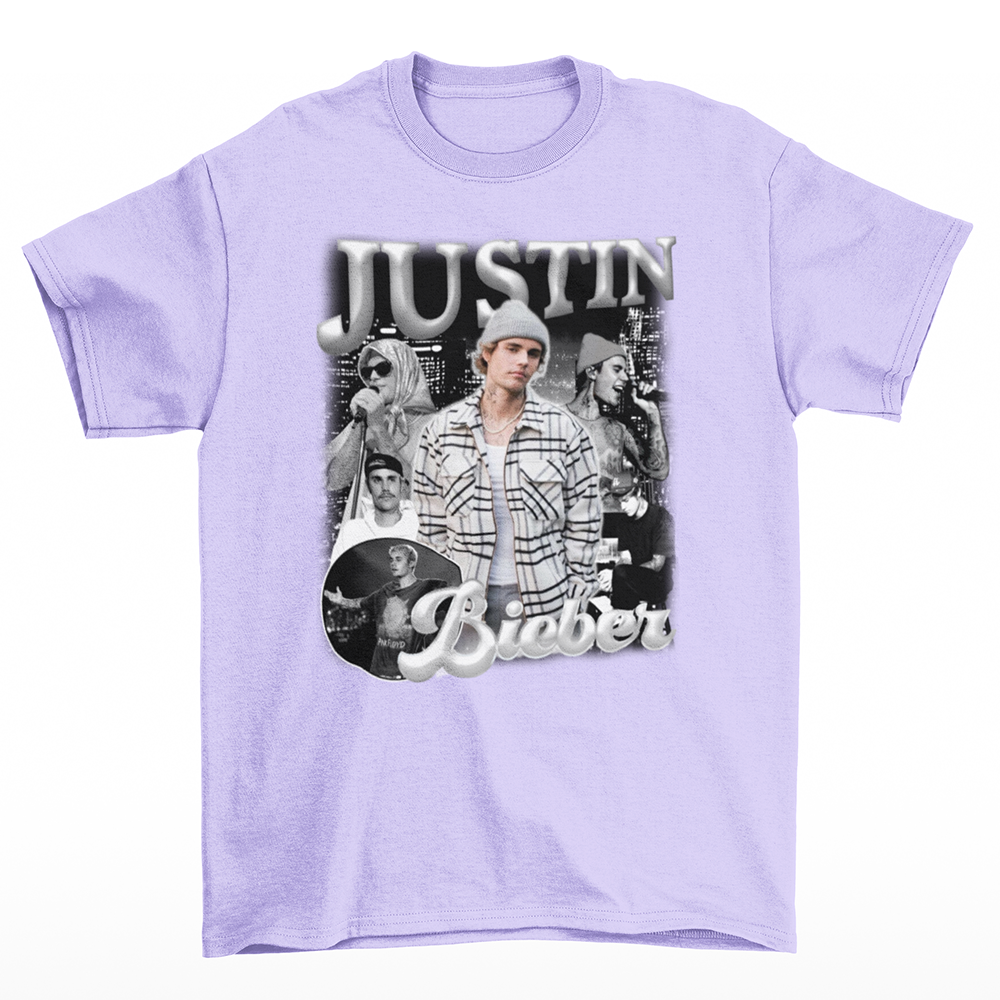 Camiseta Básica Justin Bieber Merch- Lilás