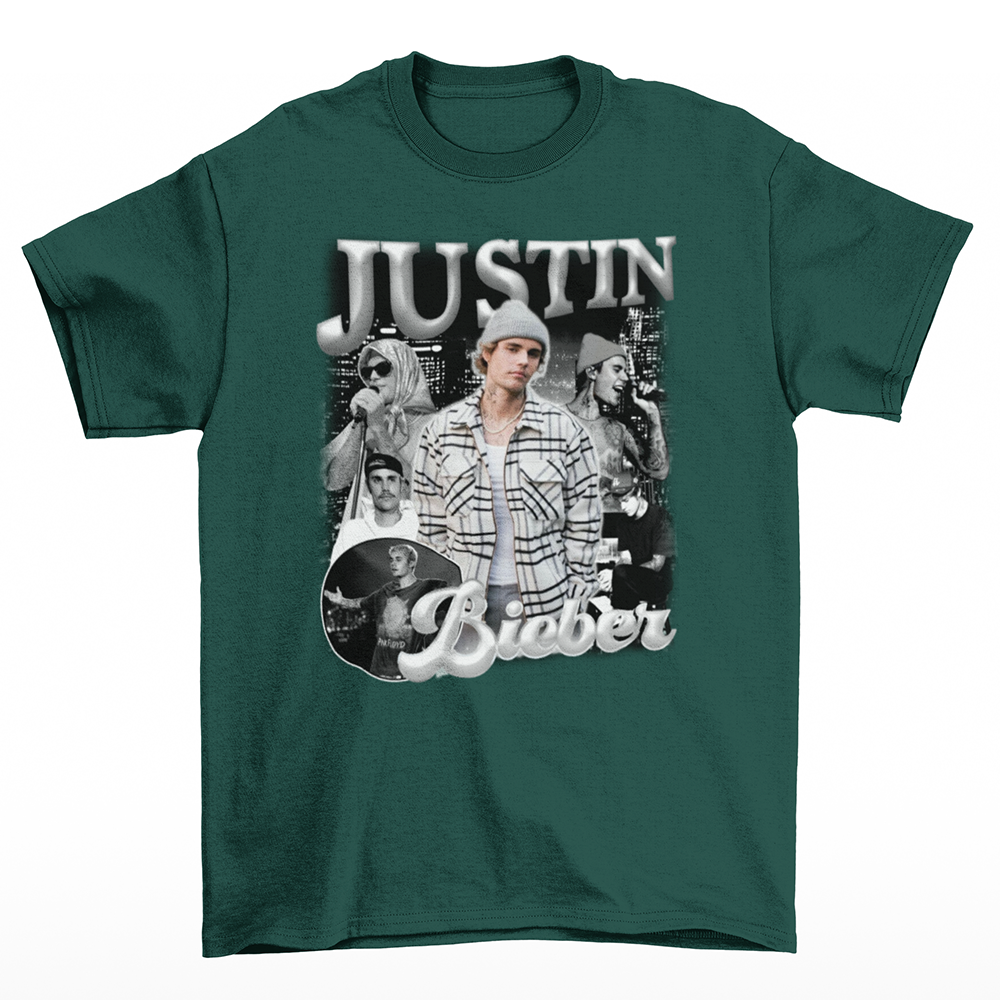 Camiseta Básica Justin Bieber Merch- Verde