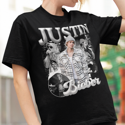 Camiseta Básica Justin Bieber Merch- Preto