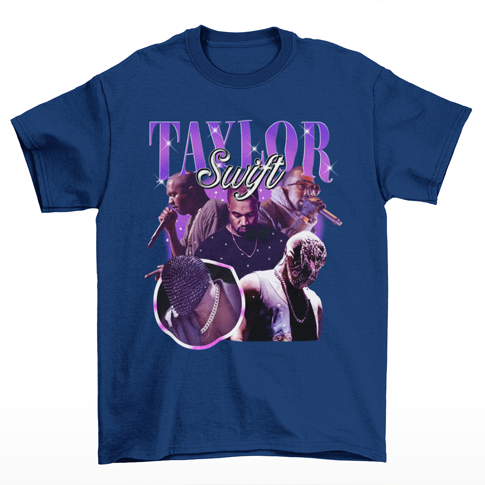 Camiseta Básica Taylor Swift x Kanye West Meme- Azul-marinho