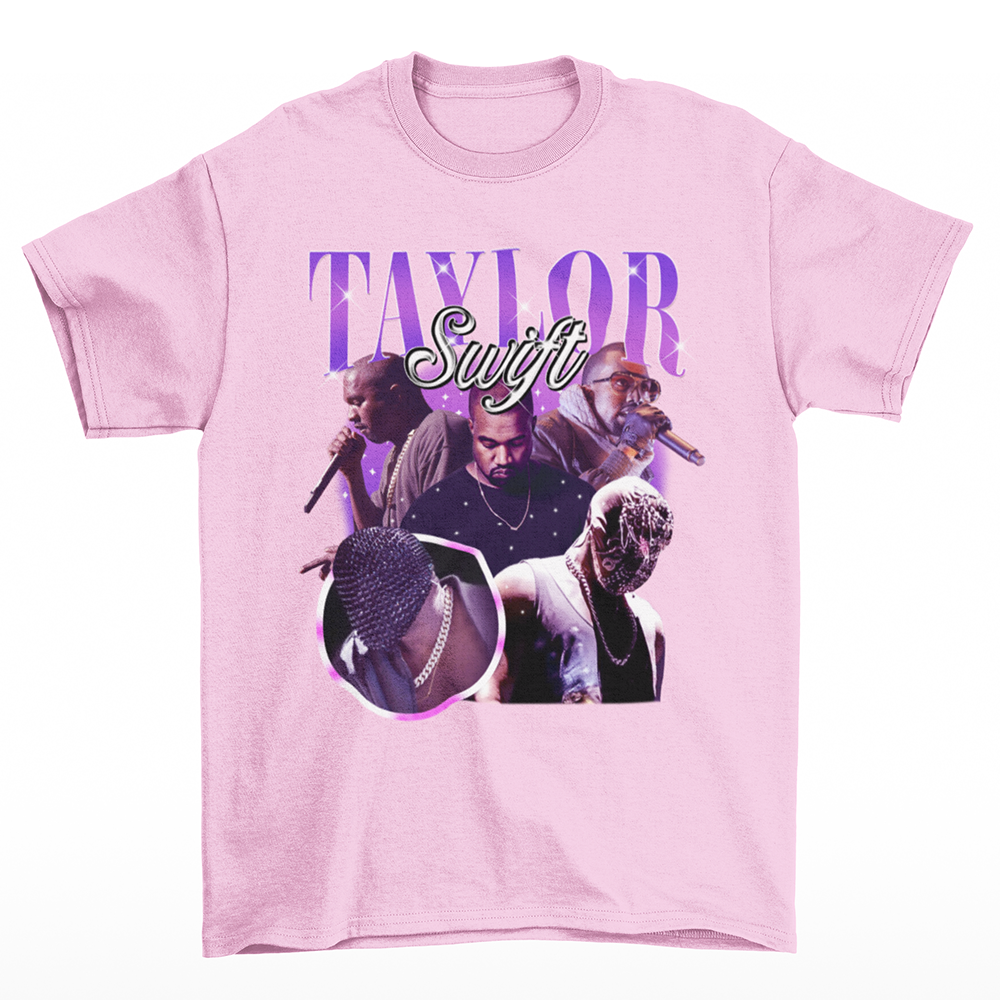 Camiseta Básica Taylor Swift x Kanye West Meme- Rosa bebe