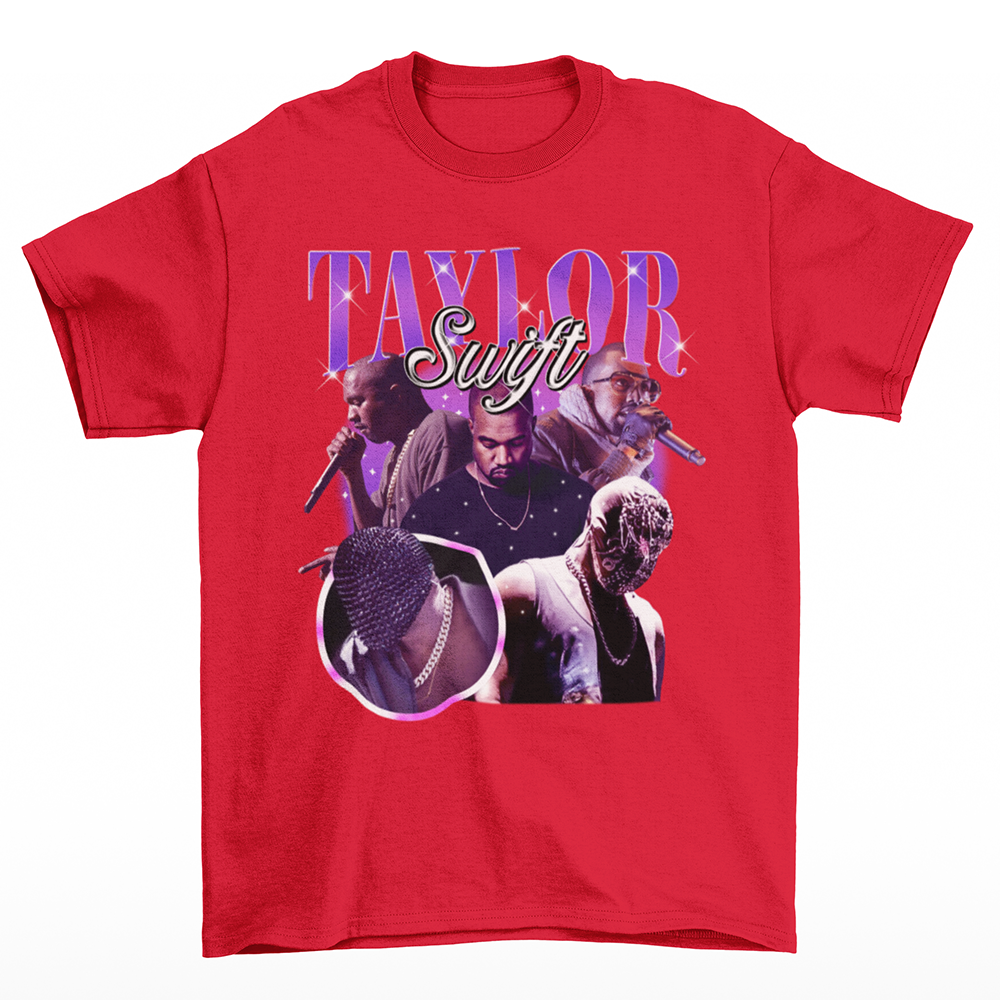 Camiseta Básica Taylor Swift x Kanye West Meme- Vermelho