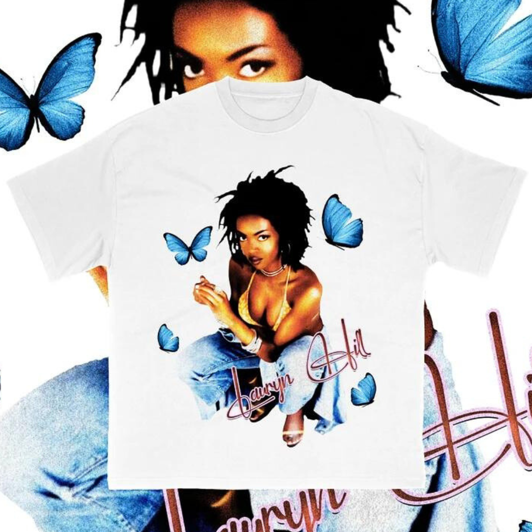 Camiseta Básica Lauryn Hill Butterfly Branco