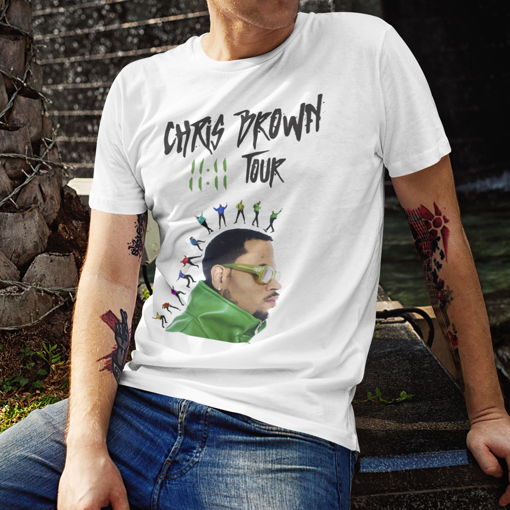 Camiseta Básica Chris Brown 11:11 Tour- BRANCO