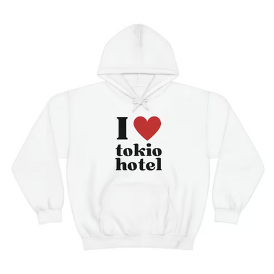 Moletom Canguru Tokio Hotel I Love - branco