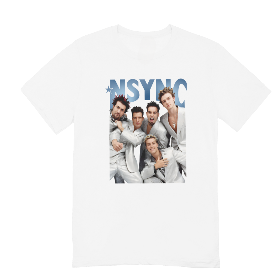 Camiseta Básica Nsync Strike A Pose-BRANCO