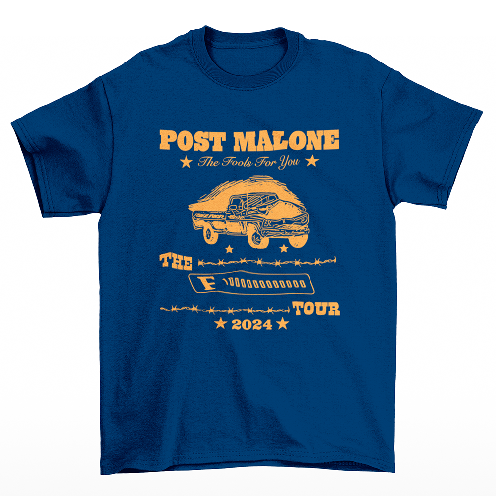 Camiseta Básica Post Malone Tour- azul-marinho