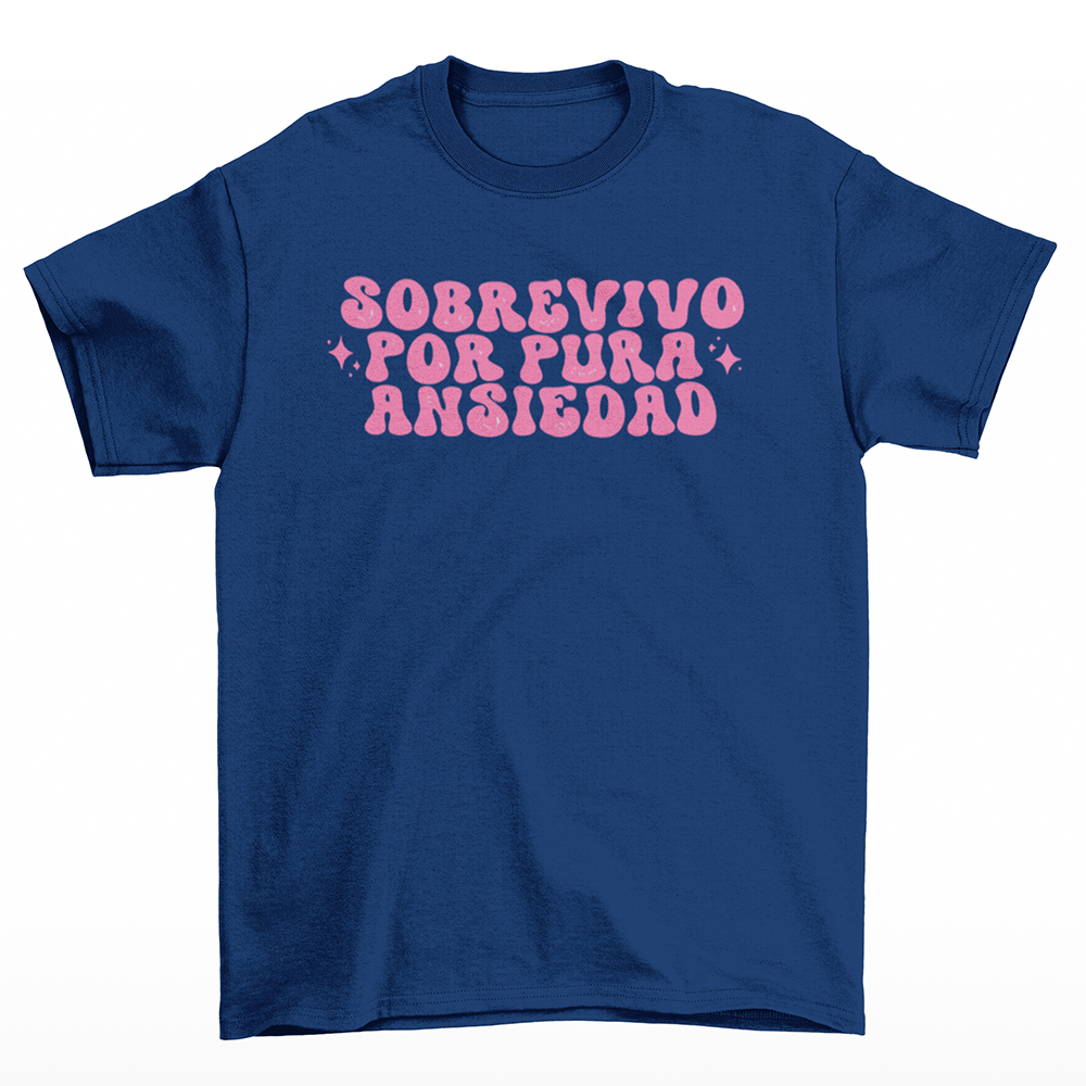 Camiseta Básica RBD Sobrevivo Por Pura Ansiedad- azul-marinho