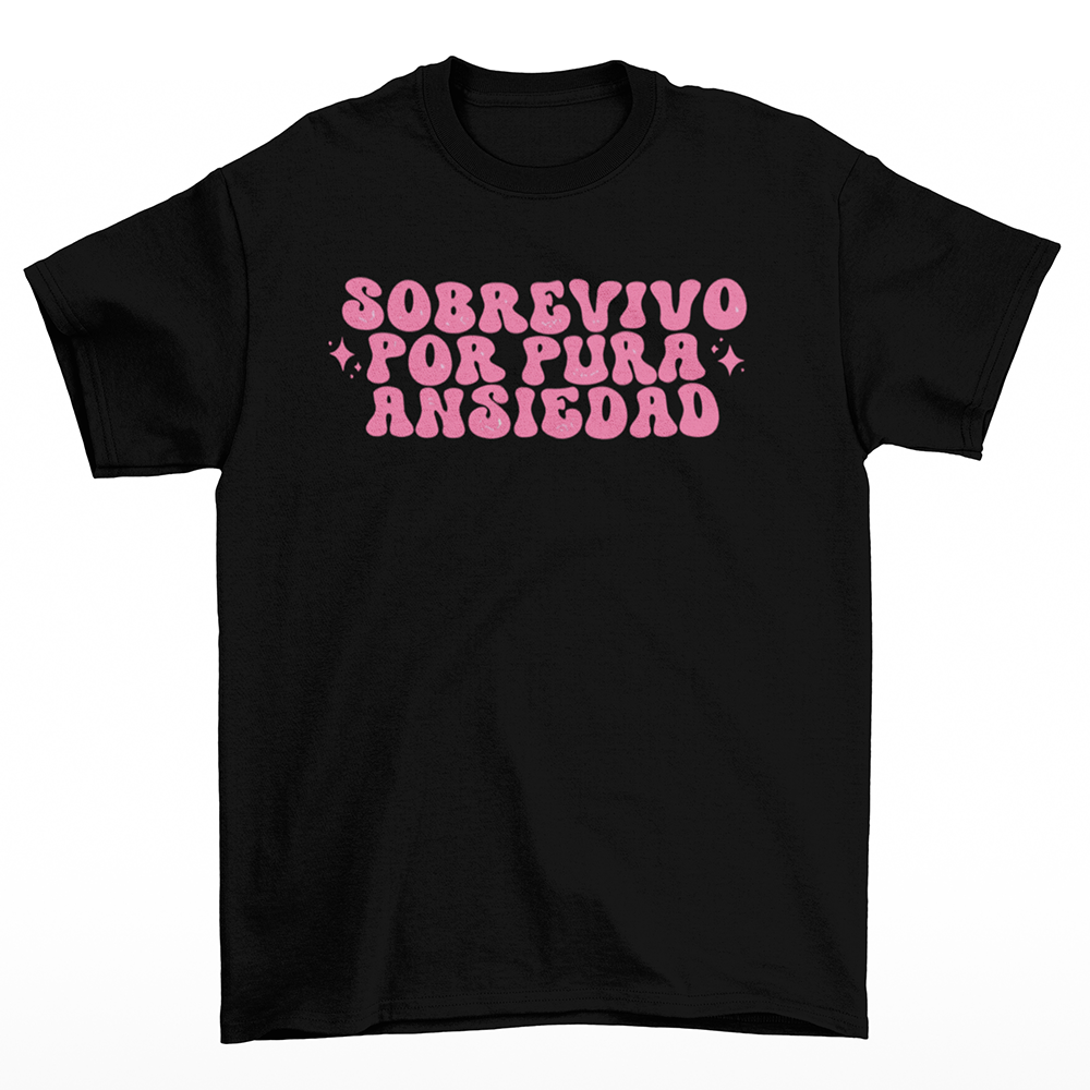 Camiseta Básica RBD Sobrevivo Por Pura Ansiedad- preto