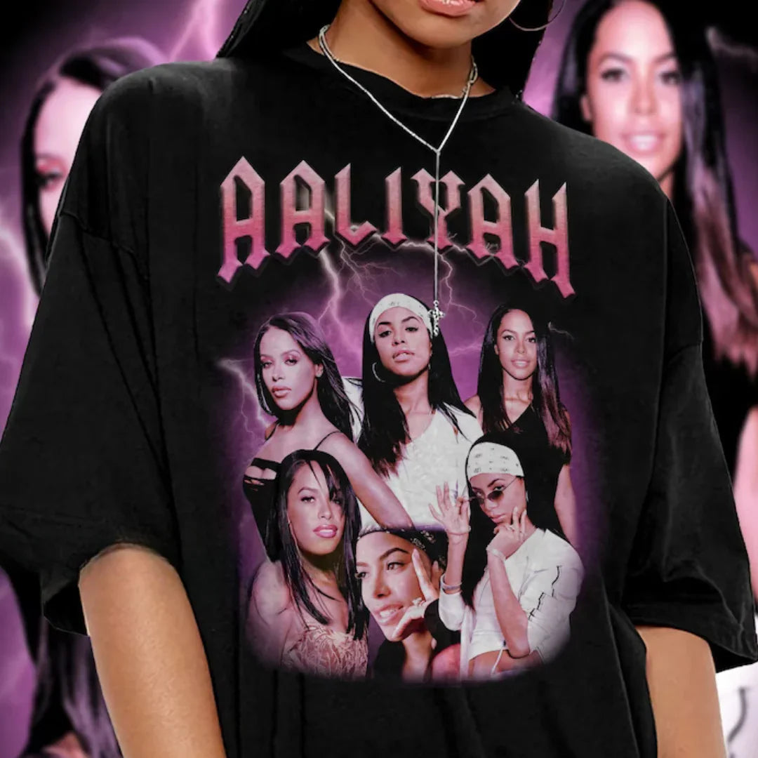 Camiseta Básica Aaliyah Retro 90's – Saoko