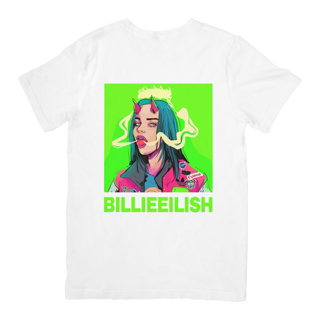 Camiseta Básica Billie Eilish Demon Cartoon