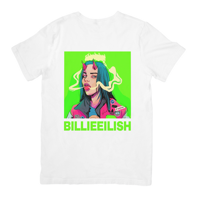 Camiseta Básica Billie Eilish Demon Cartoon