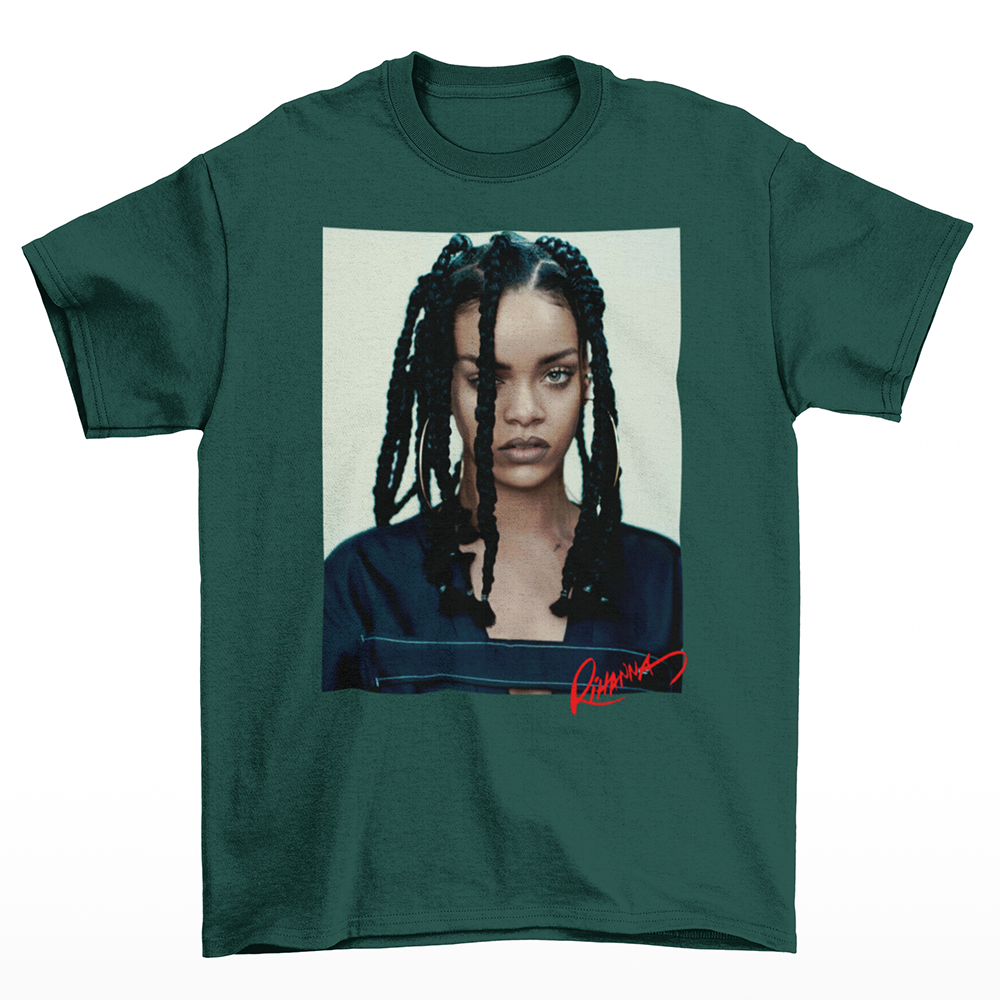 Camiseta Básica Rihanna 90's Retro Rap- verde