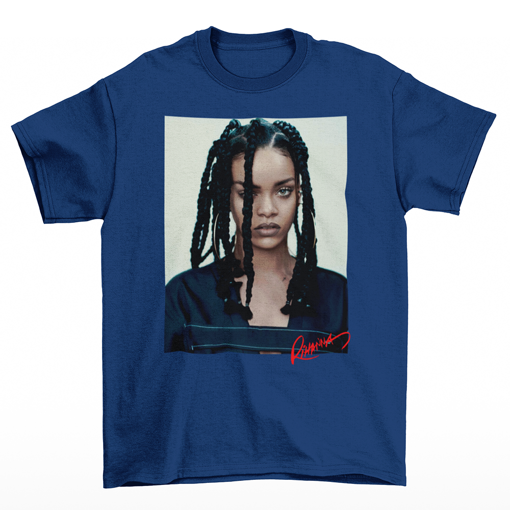 Camiseta Básica Rihanna 90's Retro Rap- AZUL-MARINHO