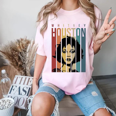 Camiseta Básica Whitney Houston Retro Vintage-ROSA BEBE