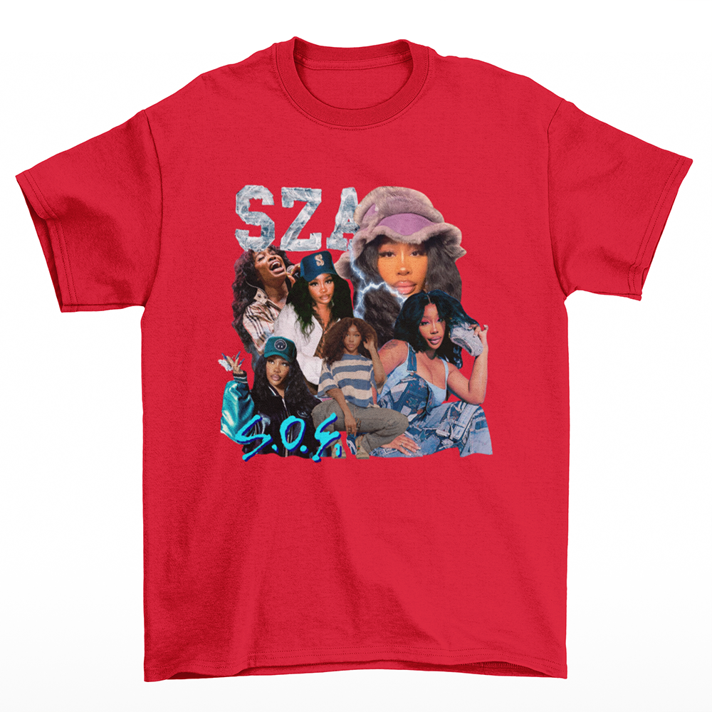 Camiseta Básica SZA Style SOS- Vermelho