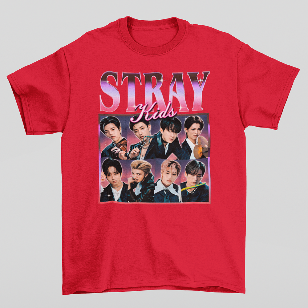 Camiseta Básica Stray Kids Graphic- VERMELHO