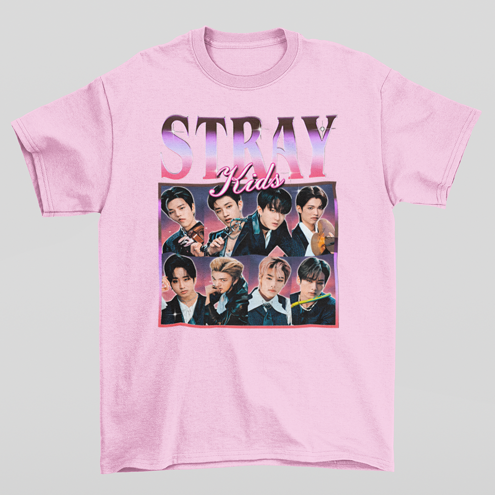 Camiseta Básica Stray Kids Graphic- ROSA BEBE