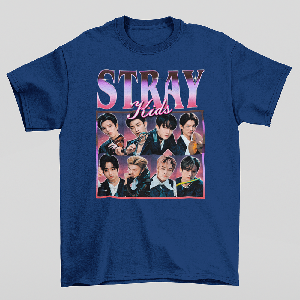 Camiseta Básica Stray Kids Graphic- AZUL-MARINHO