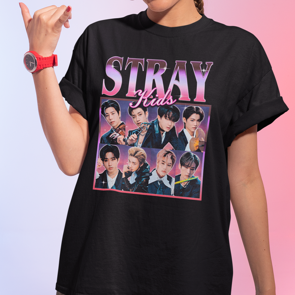 Camiseta Básica Stray Kids Graphic- PRETO