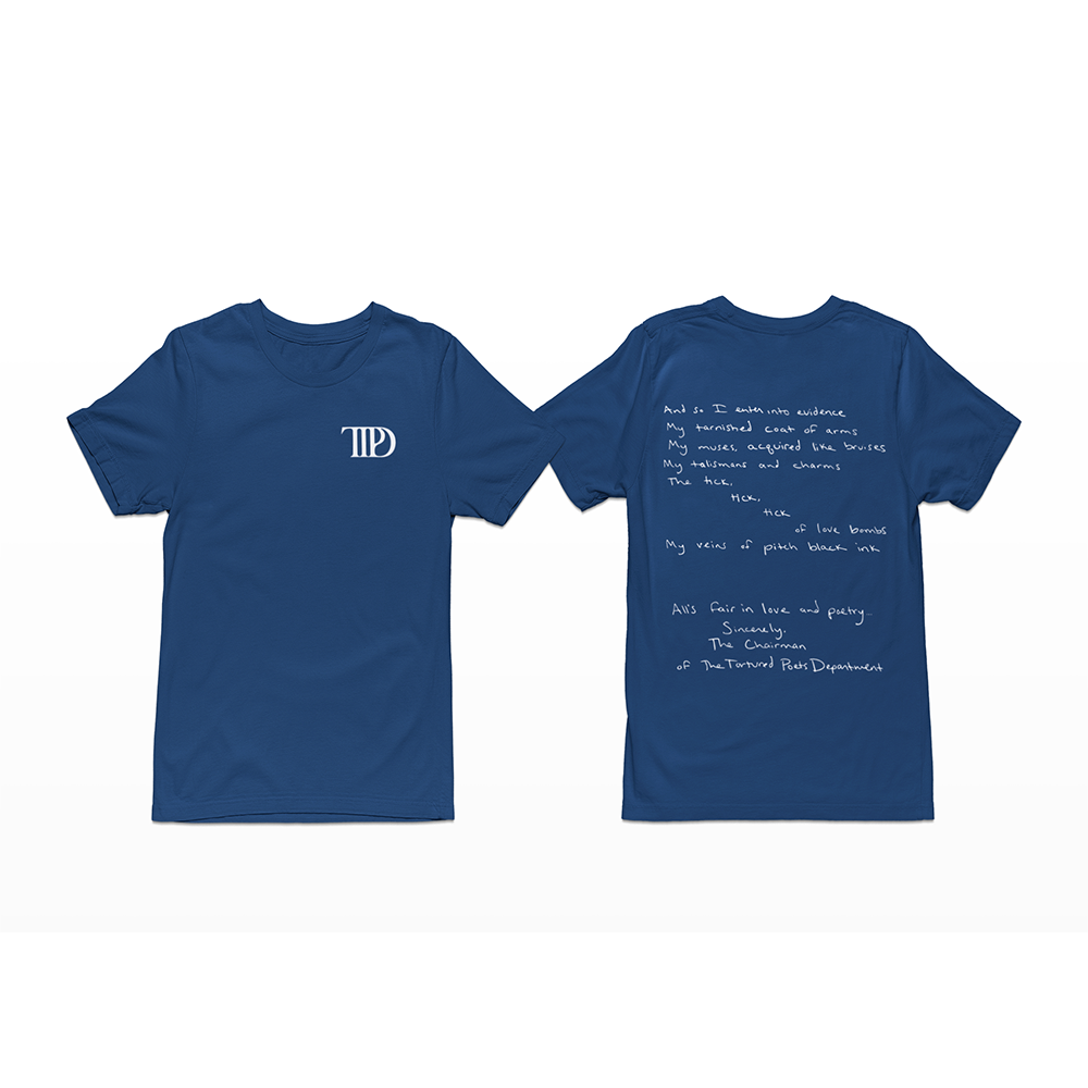 camiseta básica azul marinho taylor swift estampa de  carta