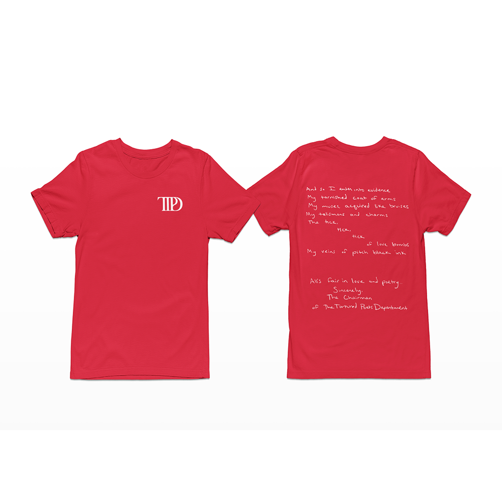 camiseta básica vermelho taylor swift estampa de  carta