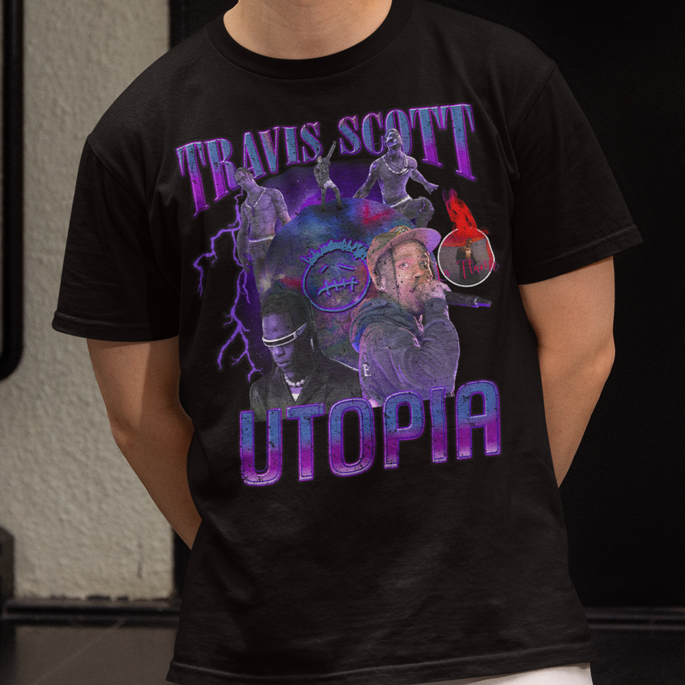 Camiseta Básica Travis Scott Utopia- preto