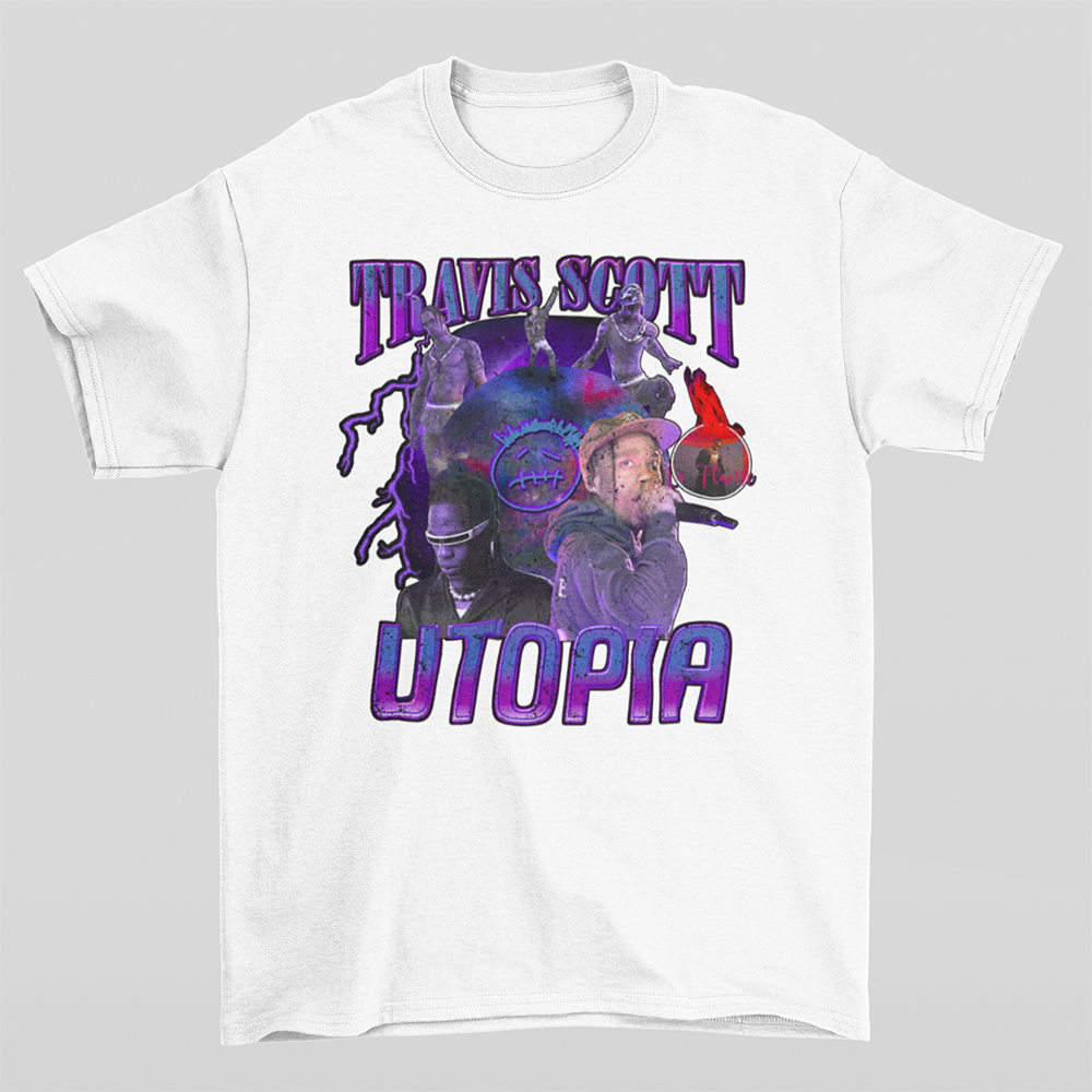 Camiseta Básica Travis Scott Utopia- branco