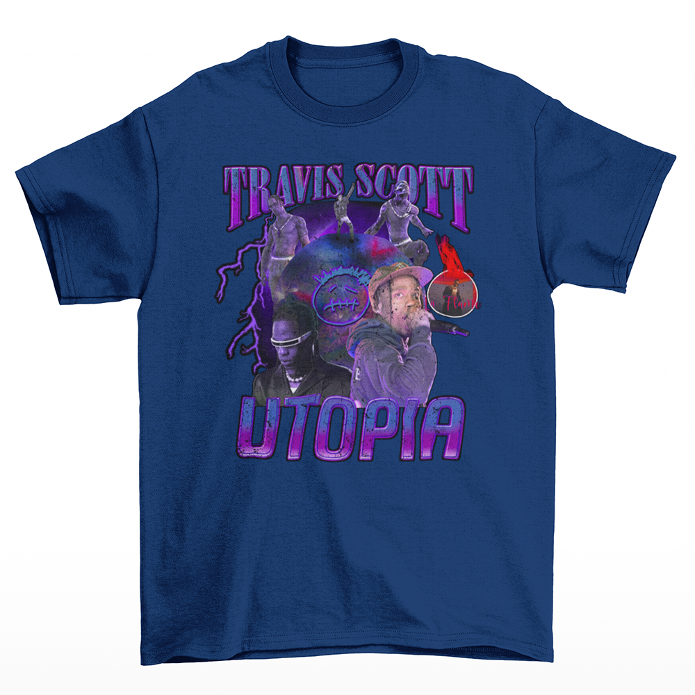 Camiseta Básica Travis Scott Utopia- azul-marinho