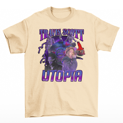 Camiseta Básica Travis Scott Utopia- pérola