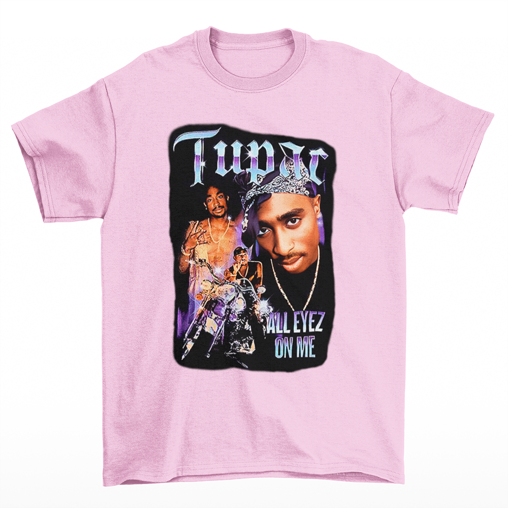 Camiseta Básica Tupac All Eyez On Me- Rosa Bebe