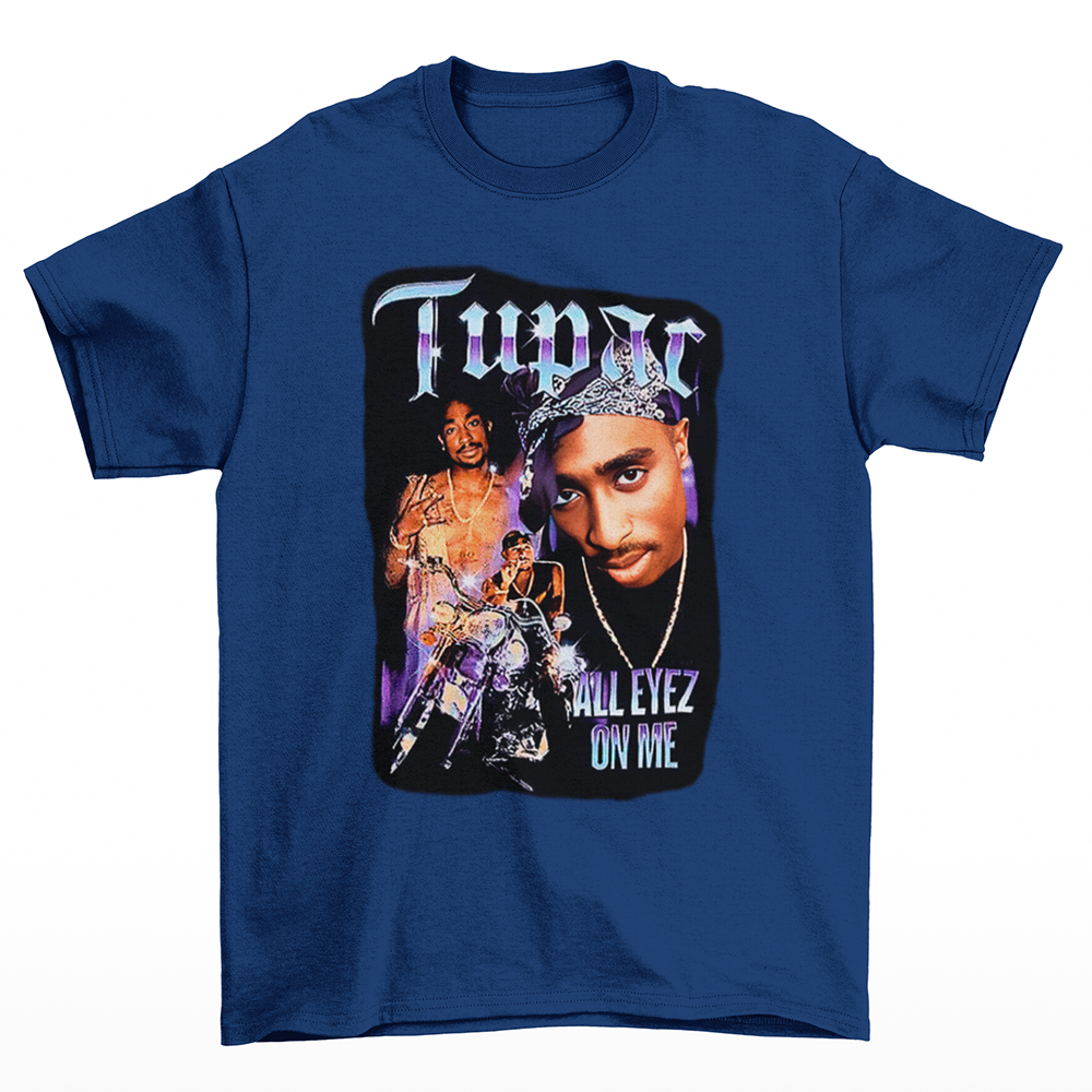 Camiseta Básica Tupac All Eyez On Me- Azul-Marinho