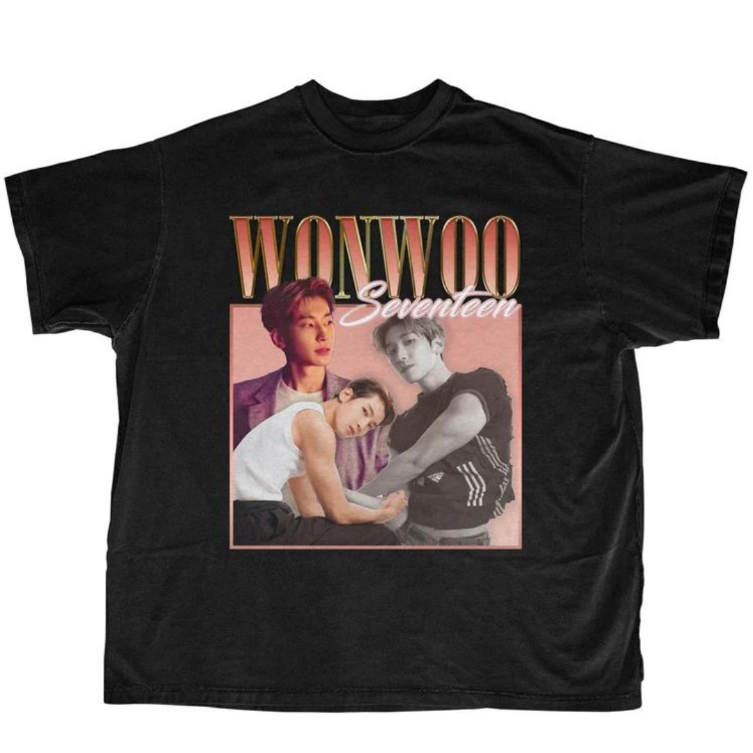 Camiseta Básica Seventeen Wonwoo Retro