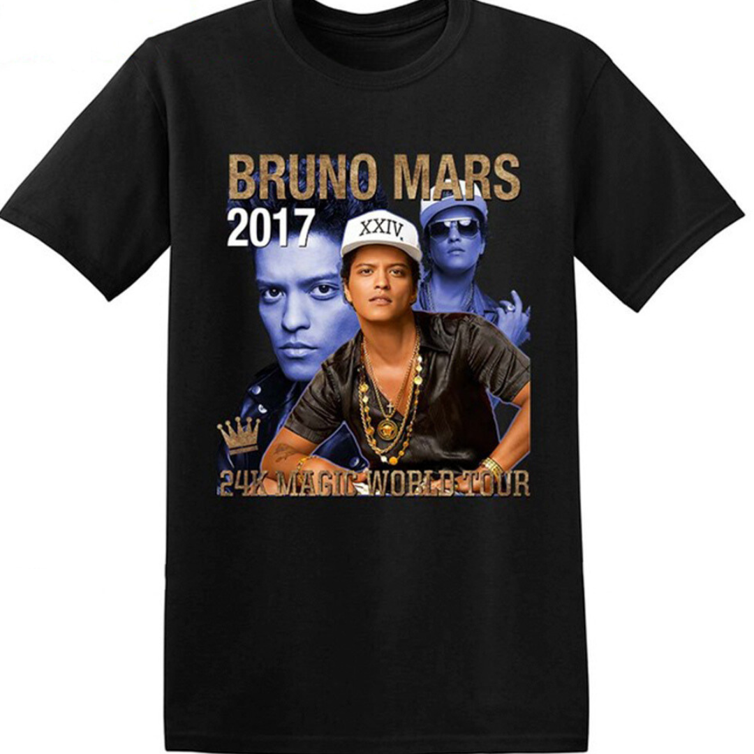 Camiseta Básica Bruno Mars 2017 24K Magic World Tour