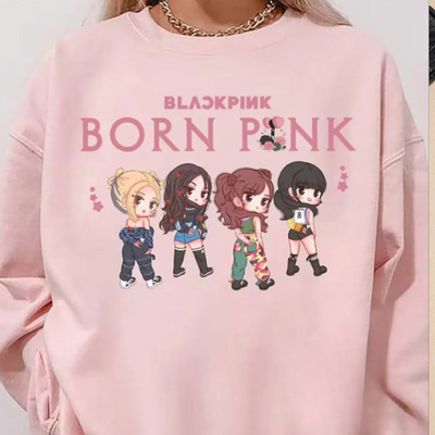 Moletom Gola Redonda Blackpink Born Pink-ROSA BEBE