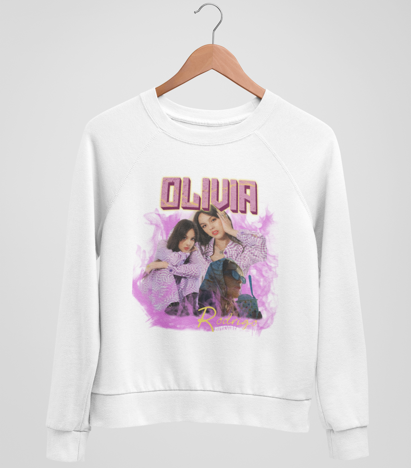 Moletom Gola Redonda Olivia Rodrigo Aesthetic- branco