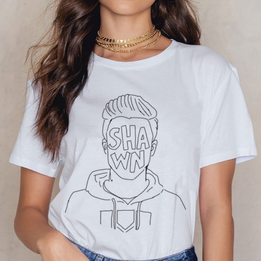 Camiseta Básica Shawn Mendes Draw