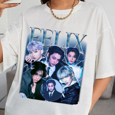 Camiseta Básica Stray Kids Felix Retro