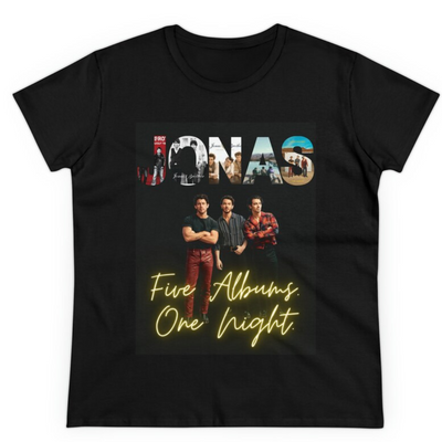 Camiseta Básica Jonas Brothers Five Albuns One Night