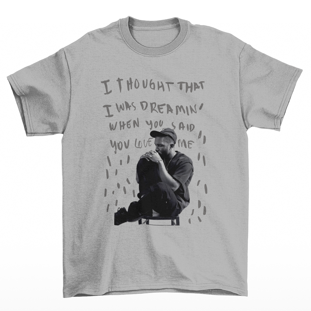 camiseta básica cinza frank ocean i thought that