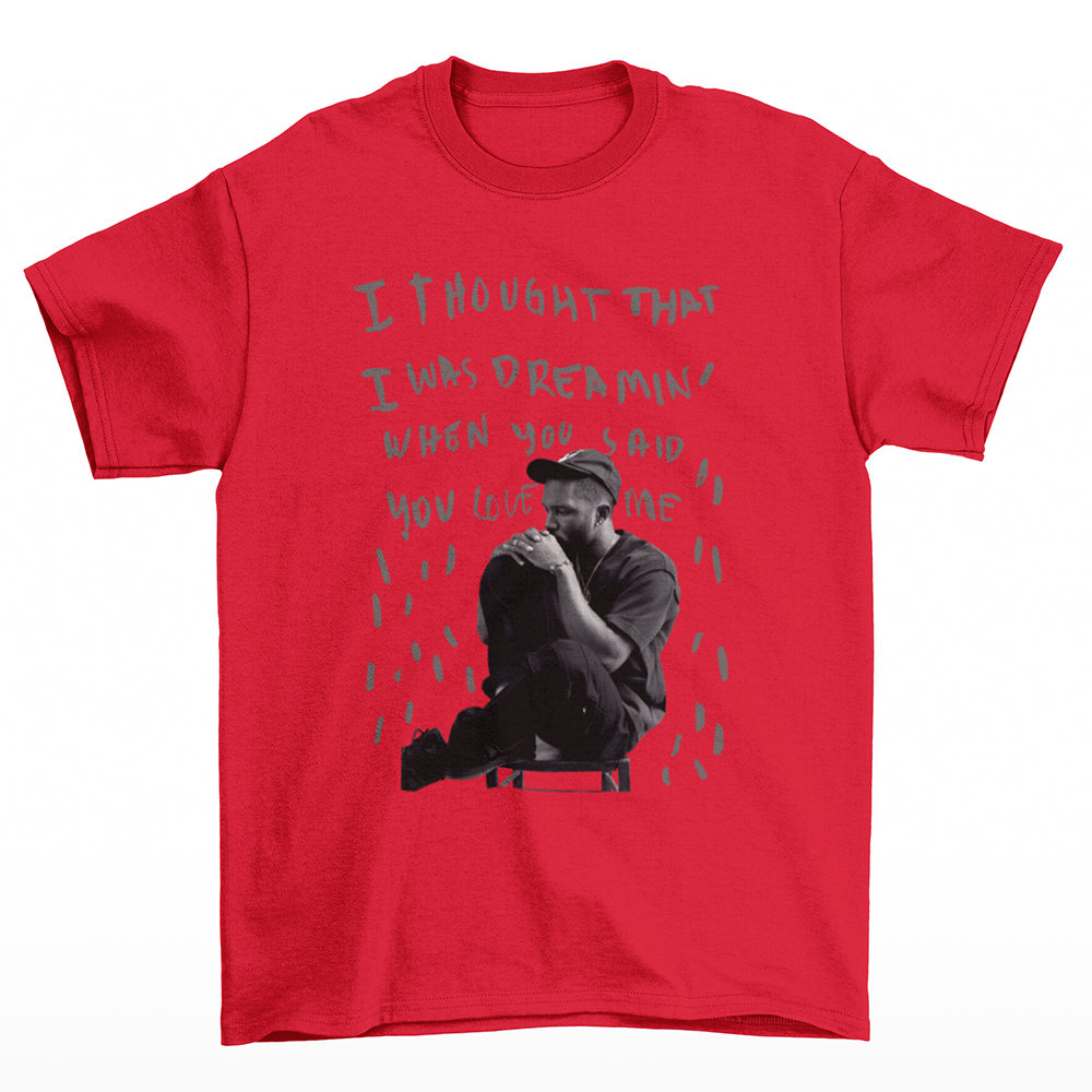 camiseta básica vermelho frank ocean i thought that