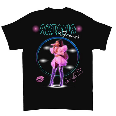 Camiseta Básica Ariana Grande Graphic Vintage -  Preto