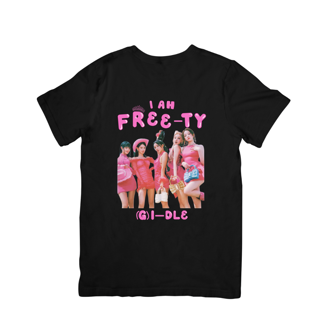 Camiseta Básica (G)i-dle Free-Ty -preto