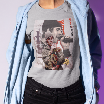 Camiseta Básica Justin Bieber Graphic 90's- Cinza