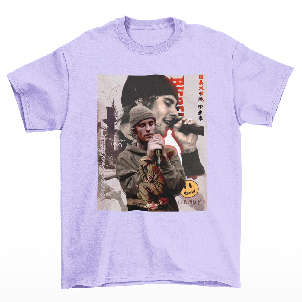 Camiseta Básica Justin Bieber Graphic 90's- Lilás