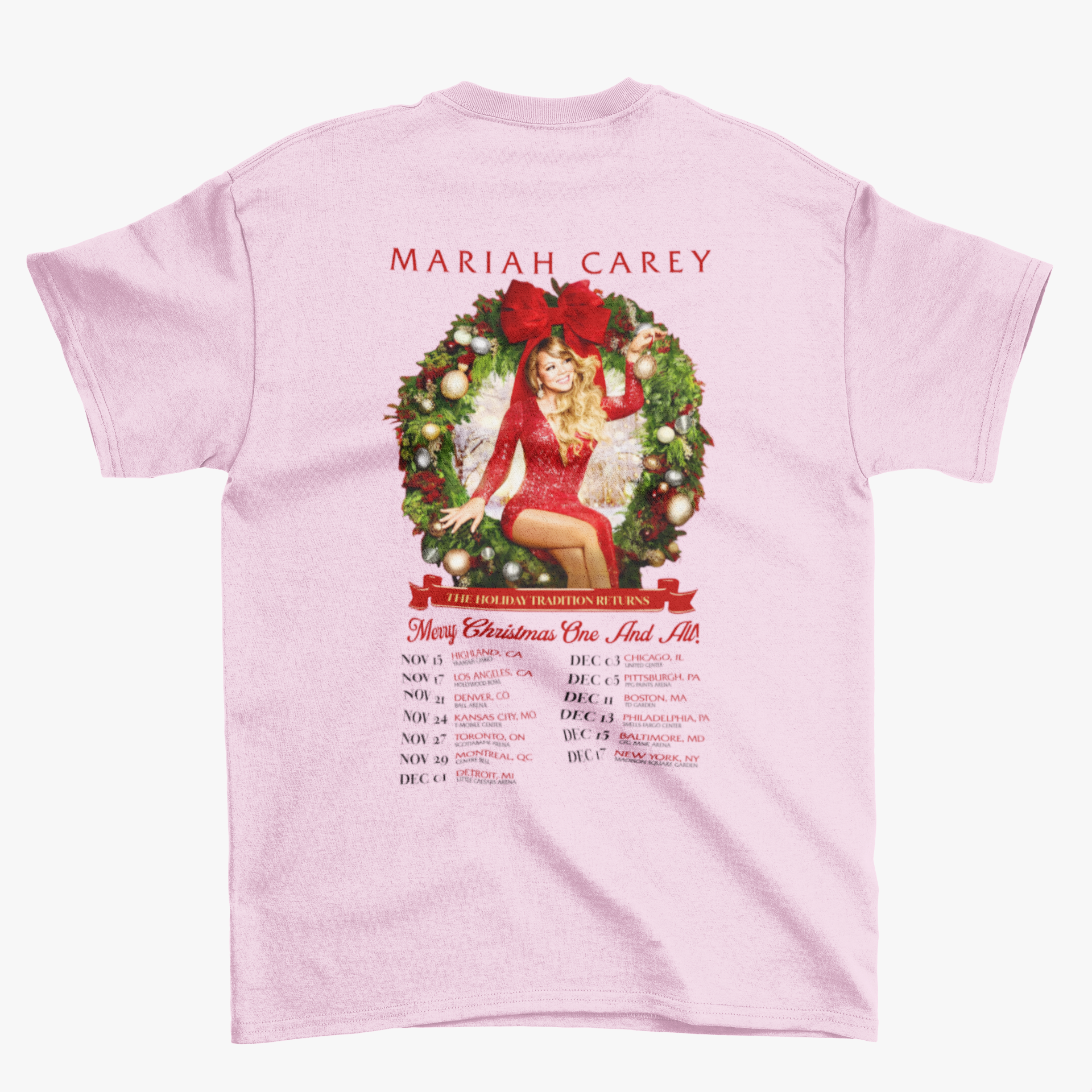 Camiseta Básica Christmas Mariah Carey Xmas- rosa bebe